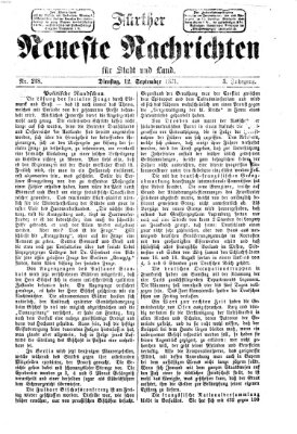 Fürther neueste Nachrichten für Stadt und Land (Fürther Abendzeitung) Dienstag 12. September 1871