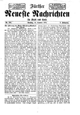 Fürther neueste Nachrichten für Stadt und Land (Fürther Abendzeitung) Samstag 14. Oktober 1871