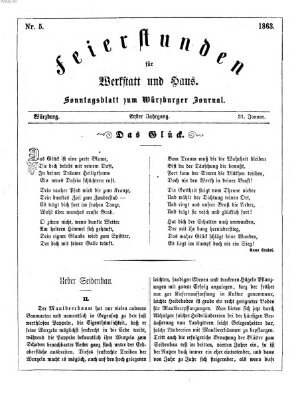 Feierstunden für Werkstatt und Haus (Würzburger Journal) Samstag 31. Januar 1863