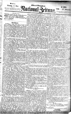 Nationalzeitung Montag 14. Mai 1866