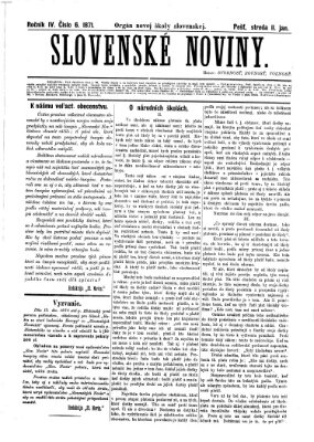 Slovenské noviny Mittwoch 11. Januar 1871