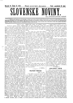 Slovenské noviny Montag 12. Juni 1871