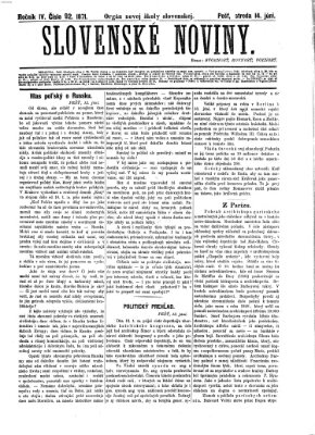 Slovenské noviny Mittwoch 14. Juni 1871