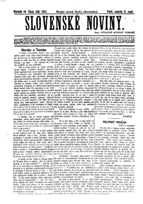 Slovenské noviny Samstag 9. September 1871