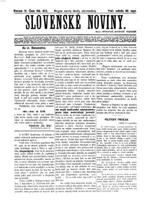Slovenské noviny Samstag 30. September 1871