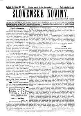 Slovenské noviny Mittwoch 6. Dezember 1871