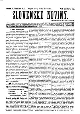 Slovenské noviny Samstag 9. Dezember 1871