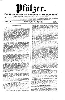 Pfälzer Mittwoch 20. September 1871