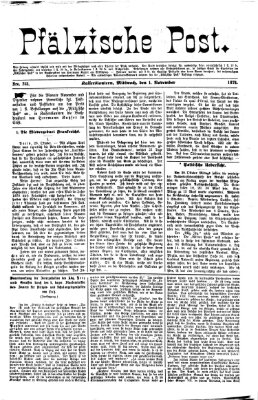 Pfälzische Post Mittwoch 1. November 1871