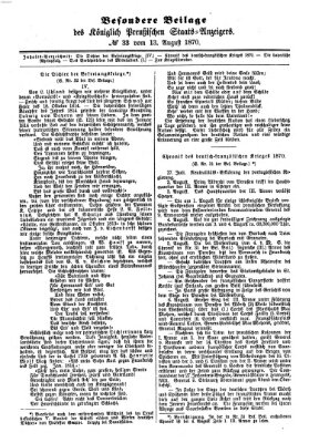 Königlich Preußischer Staats-Anzeiger (Allgemeine preußische Staats-Zeitung) Samstag 13. August 1870