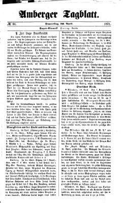 Amberger Tagblatt Donnerstag 20. April 1871