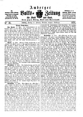Amberger Volks-Zeitung für Stadt und Land Freitag 24. Februar 1871