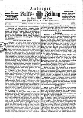 Amberger Volks-Zeitung für Stadt und Land Samstag 15. April 1871