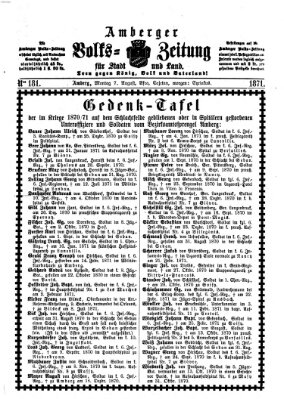Amberger Volks-Zeitung für Stadt und Land Montag 7. August 1871