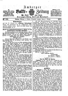 Amberger Volks-Zeitung für Stadt und Land Montag 9. Oktober 1871