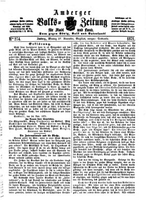 Amberger Volks-Zeitung für Stadt und Land Montag 27. November 1871