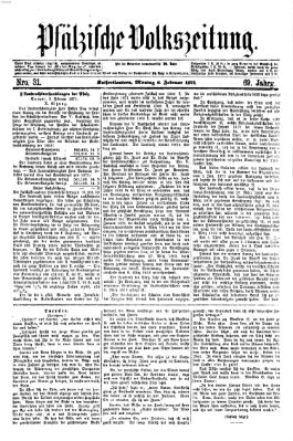 Pfälzische Volkszeitung Montag 6. Februar 1871