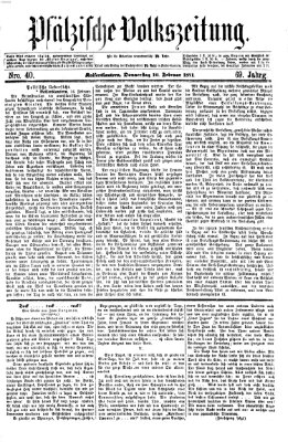 Pfälzische Volkszeitung Donnerstag 16. Februar 1871