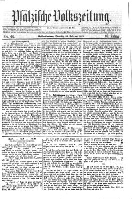 Pfälzische Volkszeitung Dienstag 21. Februar 1871