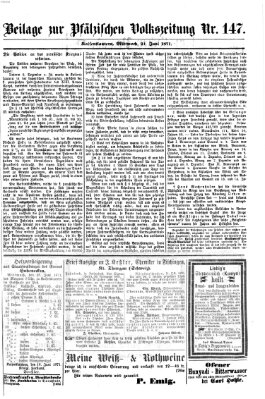 Pfälzische Volkszeitung Mittwoch 21. Juni 1871