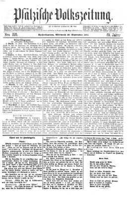 Pfälzische Volkszeitung Mittwoch 20. September 1871