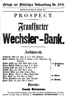 Pfälzische Volkszeitung Dienstag 28. November 1871