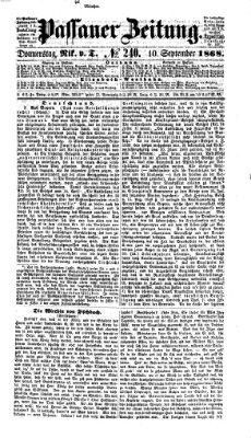 Passauer Zeitung Donnerstag 10. September 1868
