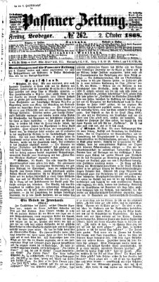 Passauer Zeitung Freitag 2. Oktober 1868