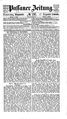 Passauer Zeitung Donnerstag 17. Dezember 1868