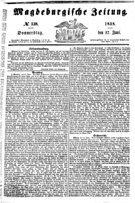 Magdeburgische Zeitung Donnerstag 17. Juni 1858