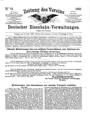 Zeitung des Vereins Deutscher Eisenbahnverwaltungen (Eisenbahn-Zeitung) Freitag 11. Juni 1869