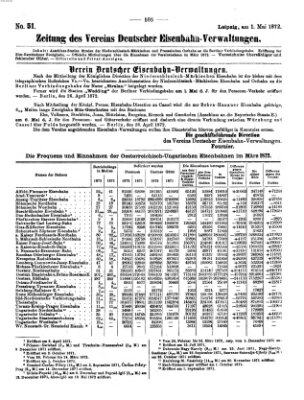 Zeitung des Vereins Deutscher Eisenbahnverwaltungen (Eisenbahn-Zeitung) Mittwoch 1. Mai 1872