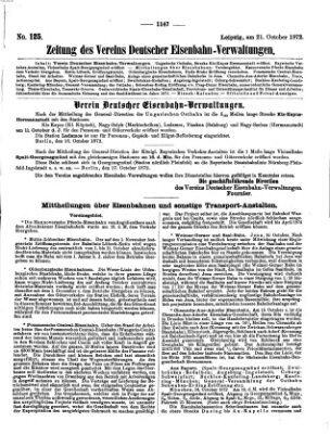 Zeitung des Vereins Deutscher Eisenbahnverwaltungen (Eisenbahn-Zeitung) Montag 21. Oktober 1872