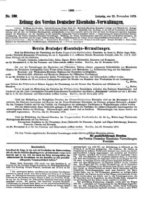 Zeitung des Vereins Deutscher Eisenbahnverwaltungen (Eisenbahn-Zeitung) Montag 25. November 1872