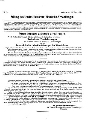 Zeitung des Vereins Deutscher Eisenbahnverwaltungen (Eisenbahn-Zeitung) Montag 10. März 1873