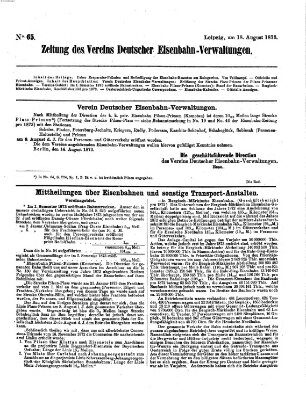 Zeitung des Vereins Deutscher Eisenbahnverwaltungen (Eisenbahn-Zeitung) Montag 18. August 1873
