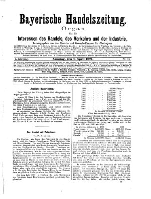 Bayerische Handelszeitung Samstag 1. April 1871