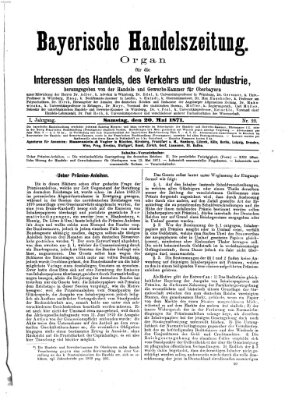 Bayerische Handelszeitung Samstag 20. Mai 1871