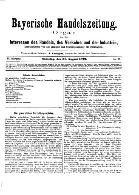 Bayerische Handelszeitung Samstag 31. August 1872