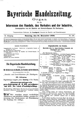 Bayerische Handelszeitung Samstag 21. Dezember 1872