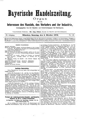 Bayerische Handelszeitung Samstag 4. Oktober 1873