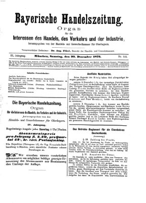 Bayerische Handelszeitung Samstag 20. Dezember 1873
