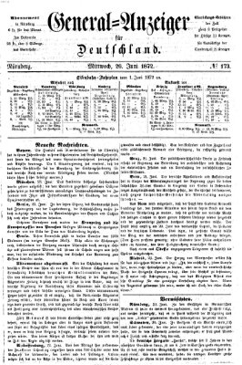 General-Anzeiger für Deutschland (Nürnberger Abendzeitung) Mittwoch 26. Juni 1872
