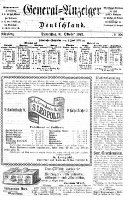 General-Anzeiger für Deutschland (Nürnberger Abendzeitung) Donnerstag 31. Oktober 1872