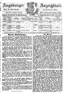 Augsburger Anzeigeblatt Mittwoch 14. Februar 1872