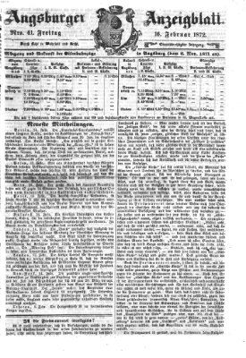 Augsburger Anzeigeblatt Freitag 16. Februar 1872