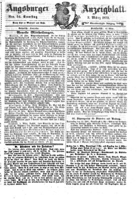 Augsburger Anzeigeblatt Samstag 2. März 1872