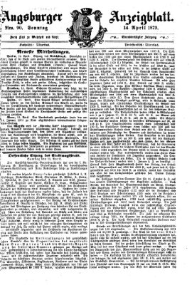 Augsburger Anzeigeblatt Sonntag 14. April 1872