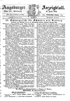 Augsburger Anzeigeblatt Mittwoch 31. Juli 1872