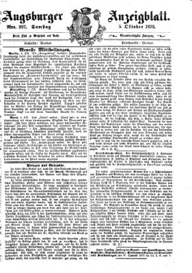 Augsburger Anzeigeblatt Samstag 5. Oktober 1872